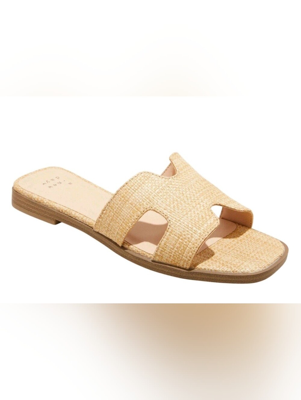 A New Day Womens Nina Raffia H-Band Slide Sandals Beige Brown 11 New with Tags